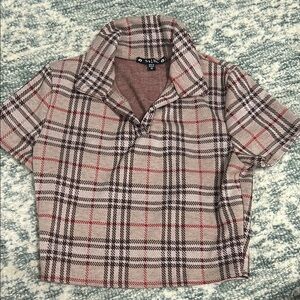 Plaid Crop Top - Brown and Red